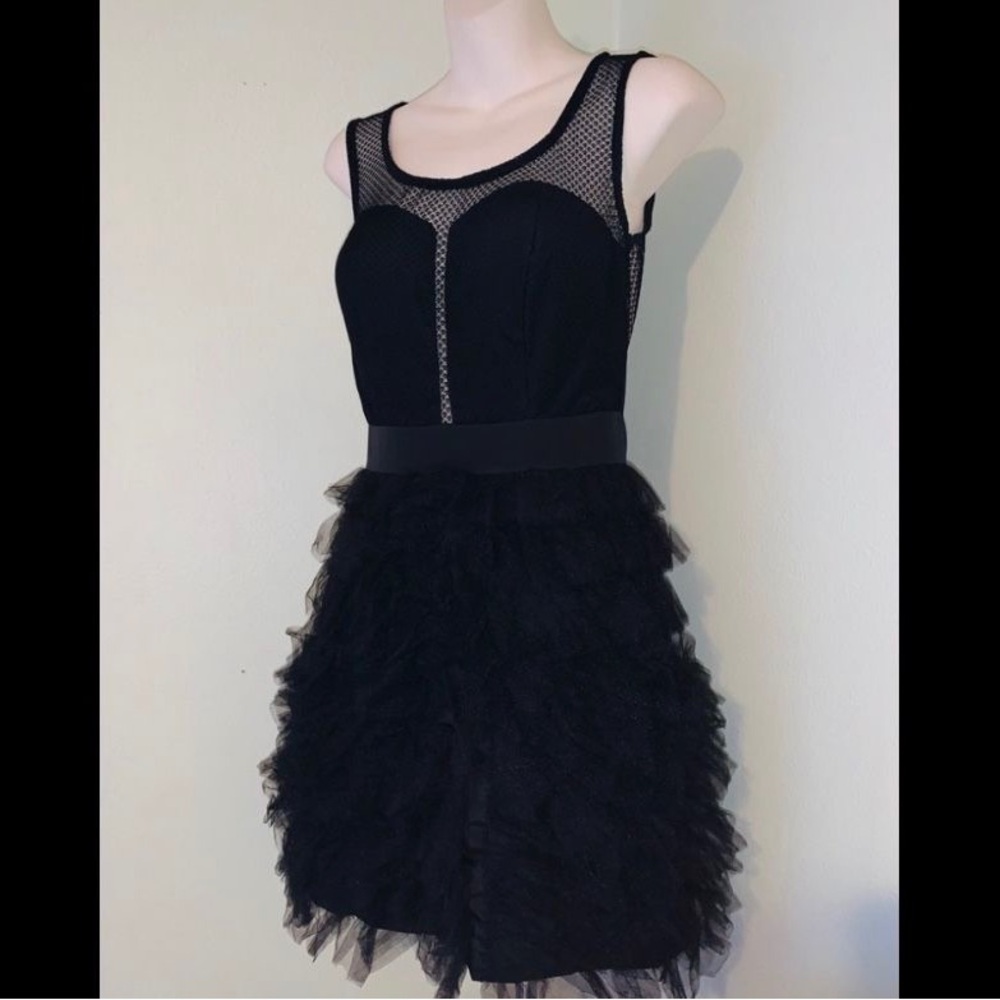 NEW) BCBGeneration Black Mesh Detail Dress